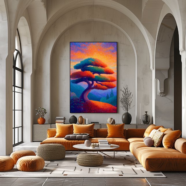 Zen-Bonsai-Baum-Punktualismus-Landschaftskunst Poster (Von Creator hochgeladen)