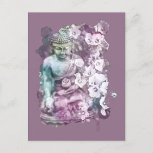 *~* Zen Buddha Abstrakt Meditat Blume Floral Postkarte