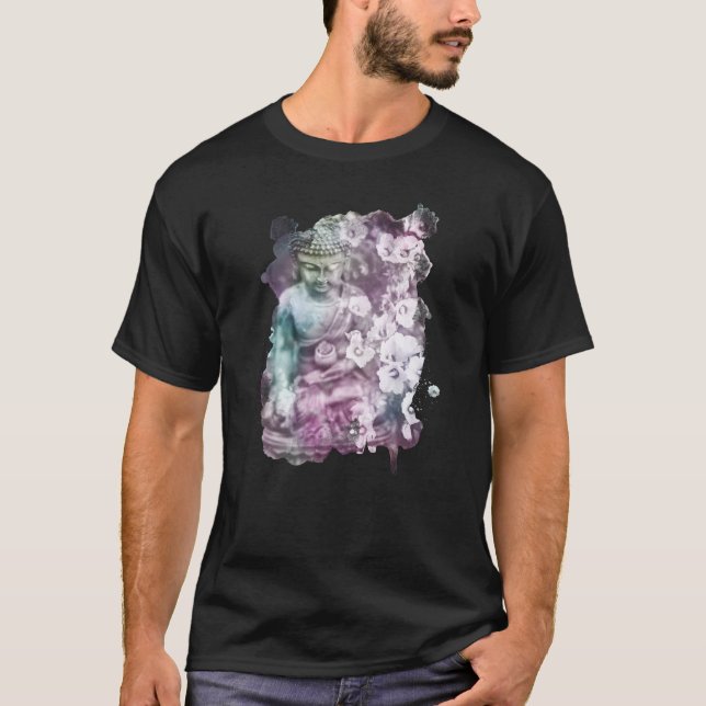 *~* Zen Buddha Blume Pastell Black Men T-Shirt (Vorderseite)
