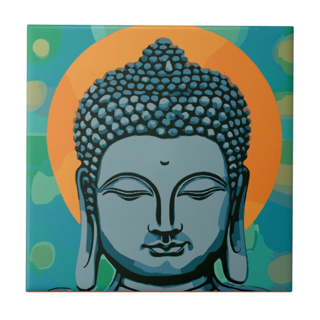 Zen Buddha Head Fliese (Vorderseite)