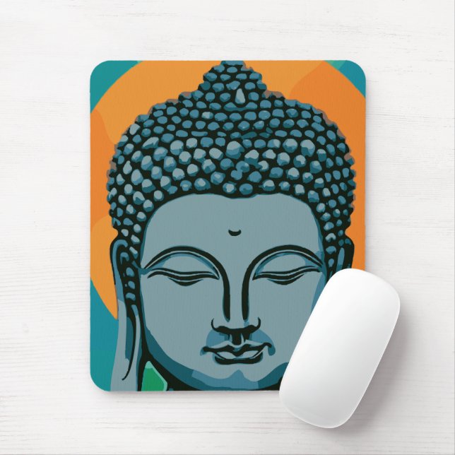 Zen Buddha Head Mousepad (Mit Mouse)