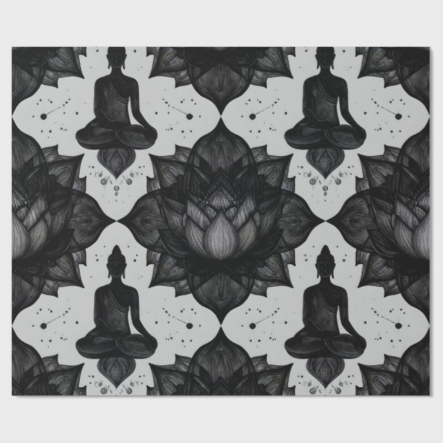 Zen Buddha Lotus Wrapping Paper Geschenkpapier (Flach)