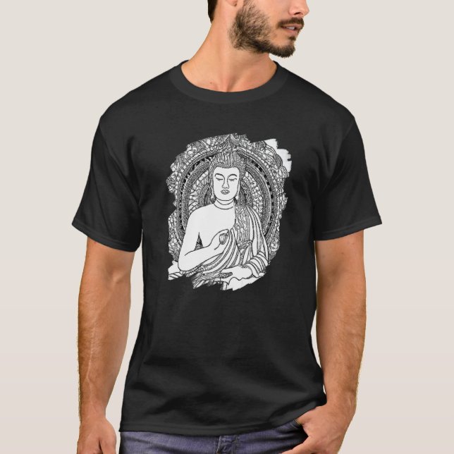 Zen Buddha Mandala Spiritual Asian Style Meditatio T-Shirt (Vorderseite)