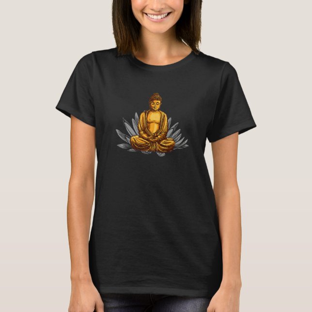 Zen Buddha Statue in Lotus Position Premium T-Shirt (Vorderseite)