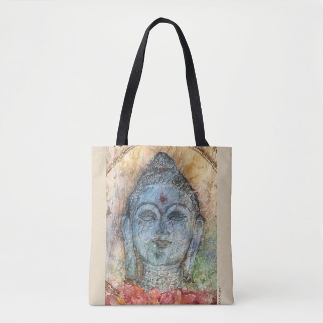 Zen-Buddhawatercolor-Kunst-Taschen-Tasche (Vorderseite)