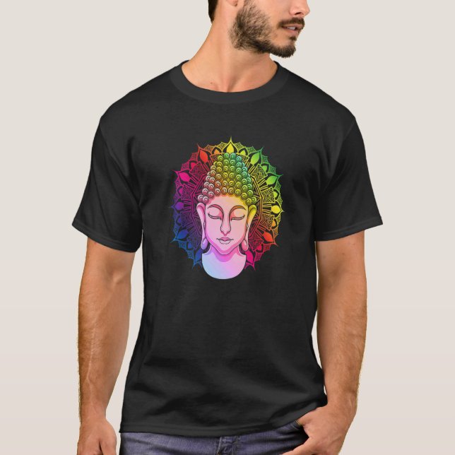 Zen Buddhism Colorful Mandala Zen Buddhist Buddha  T-Shirt (Vorderseite)