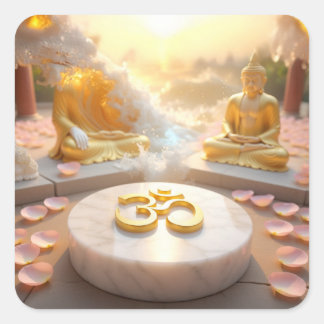 ZEN - BUDDHISM - OM QUADRATISCHER AUFKLEBER