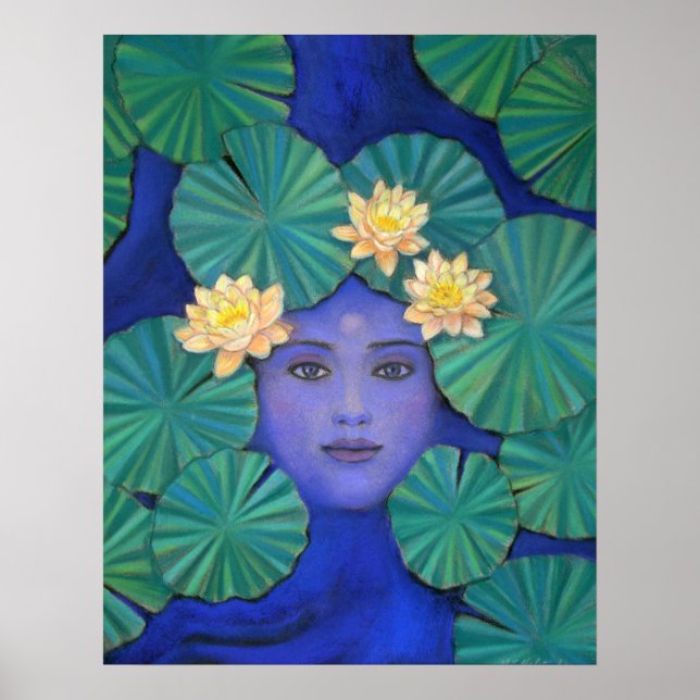 Zen Buddhism Poster Lotus Pond Kuan Yin Buddha Art (Vorne)