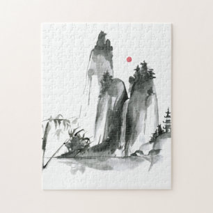 Zen-Buddhismus-Tempel in den Bergen Puzzle