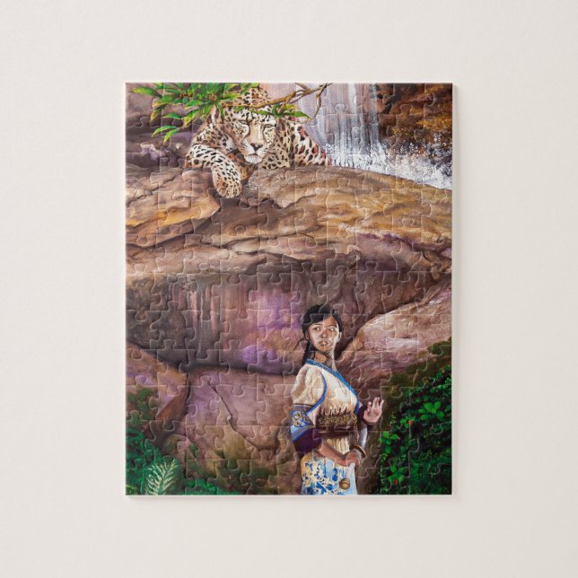 Zen-Buddhist-Tiger und Erdbeere Puzzle (Vertikal)