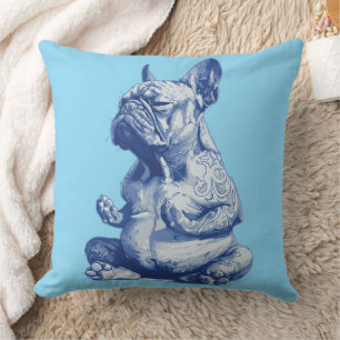 Zen Bulldog in Meditation Pose Kunst Kissen