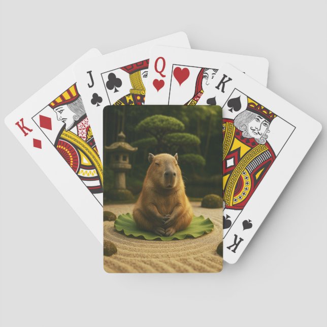 Zen Capybara meditierende Spielkarten (Rückseite)