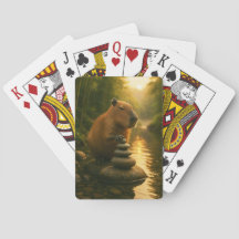 Zen Capybara mit Balance-Steinen Spielkarten
