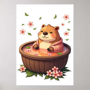 Zen Capybara Whirlpool-Relaxation Aufkleber T-Shir Poster