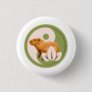 Zen Capybara Yin Yang Friedliche Natur Button