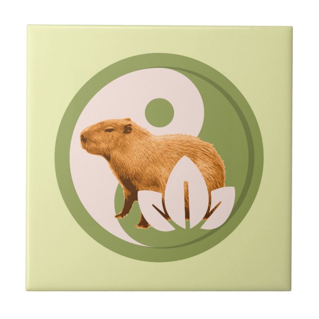 Zen Capybara Yin Yang Friedliche Natur Fliese (Vorderseite)