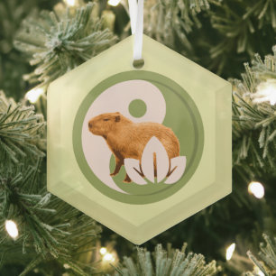 Zen Capybara Yin Yang Friedliche Natur Ornament Aus Glas