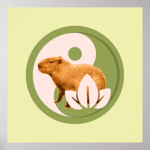 Zen Capybara Yin Yang Friedliche Natur Poster