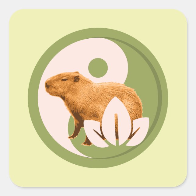 Zen Capybara Yin Yang Friedliche Natur Quadratischer Aufkleber (Vorderseite)