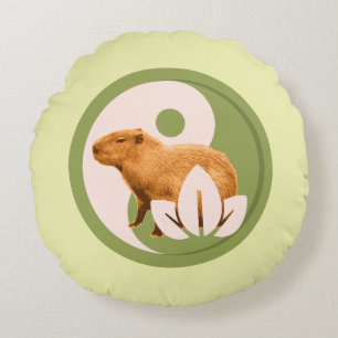 Zen Capybara Yin Yang Friedliche Natur Rundes Kissen
