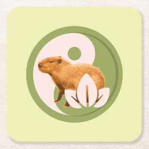Zen Capybara Yin Yang Friedliche Naturkunst Rechteckiger Pappuntersetzer