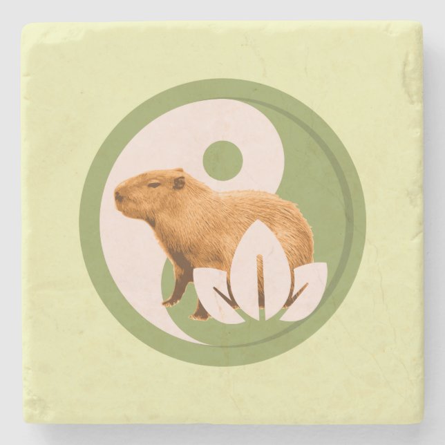 Zen Capybara Yin Yang Friedliche Naturkunst Steinuntersetzer (Vorderseite)