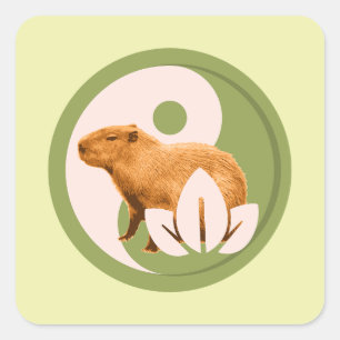 Zen Capybara Yin Yang Quadratischer Aufkleber