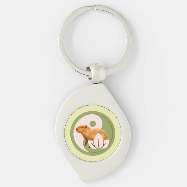 Zen Capybara Yin Yang Schlüsselanhänger (Vorderseite)