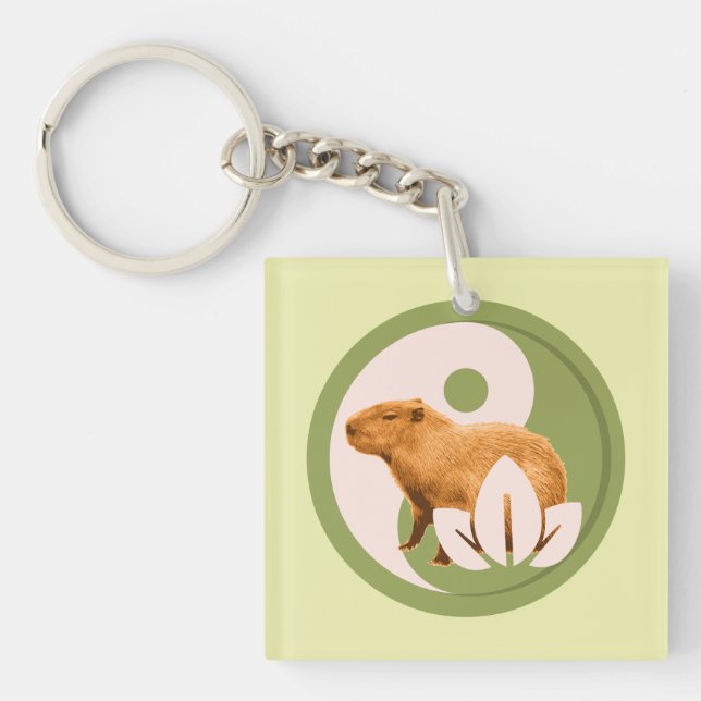 Zen Capybara Yin Yang Schlüsselanhänger (Vorderseite)