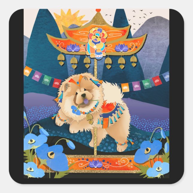 ZEN CARNIVAL Chow Quadratischer Aufkleber (Vorderseite)