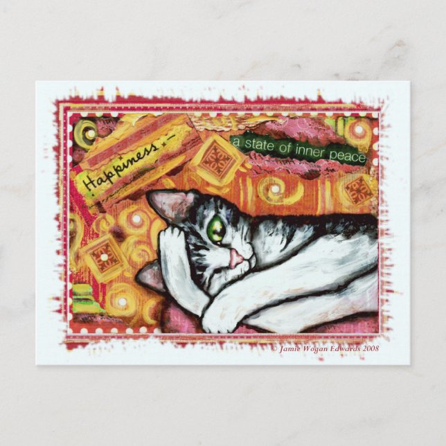 Zen Cat Art Postcard Postkarte (Vorderseite)