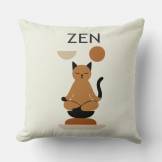 Zen Cat Meditation Throw Pillow – Cute Minimalist  Kissen
