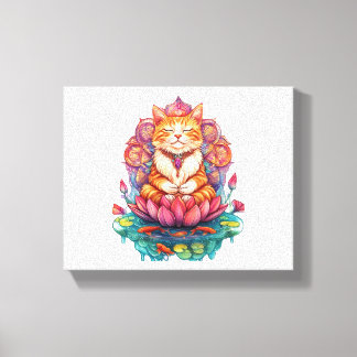 Zen Cat Vibes - Meditating Kitty Psychedelic Leinwanddruck