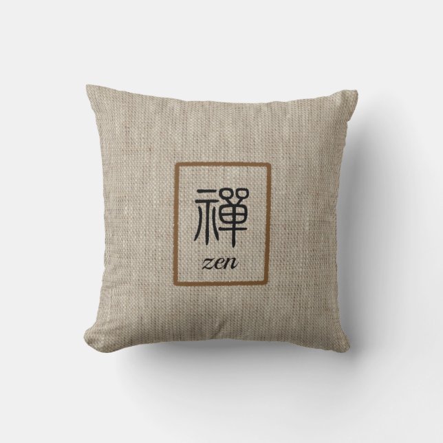 Zen-Chinesisches Wort und Text auf beige Einbruchd Kissen (Vorderseite)