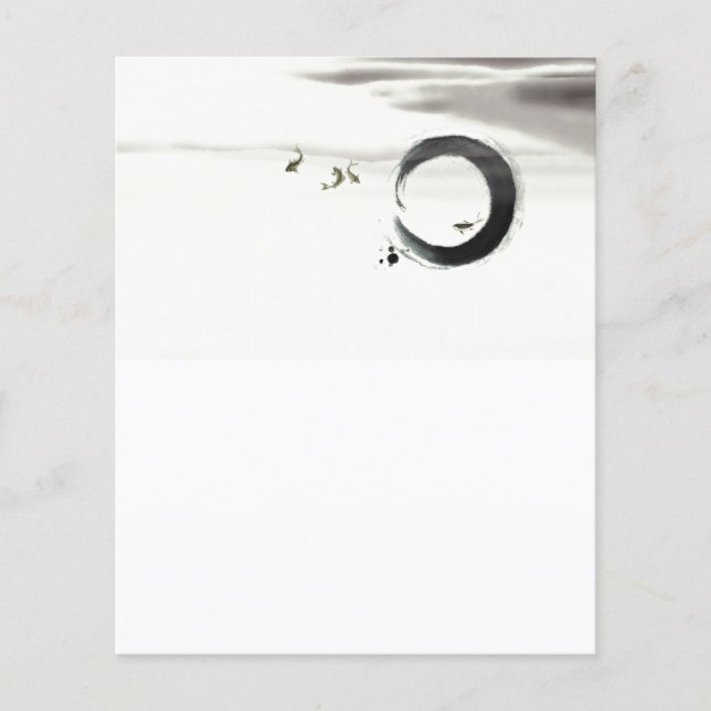 Zen Circle Enso Koi Brush Painting Art (Vorderseite)