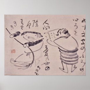 Zen Classics - Gibon Sengai - Kanzan und Jittoku Poster