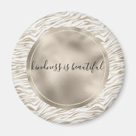 Zen Cream White Cocoa Brown Zebra Print Magnet