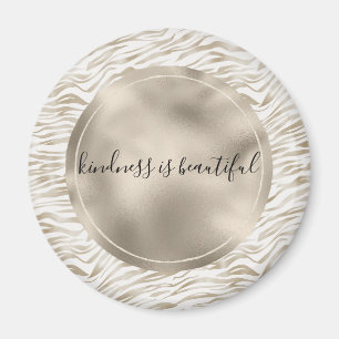 Zen Cream White Cocoa Brown Zebra Print Magnet