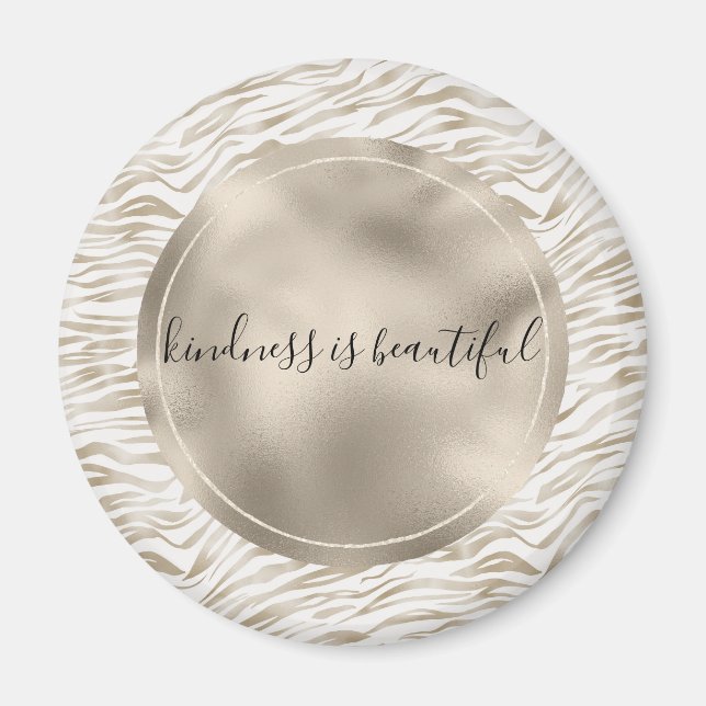 Zen Cream White Cocoa Brown Zebra Print Magnet (Vorne)