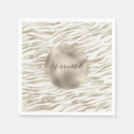 Zen Cream White Cocoa Brown Zebra Print Serviette