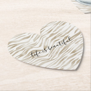 Zen Cream White Cocoa Brown Zebra Print Untersetzer