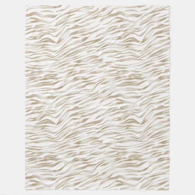 Zen Creme Weißer Kakao Braune Zebra Print Fleecedecke (Vorderseite)