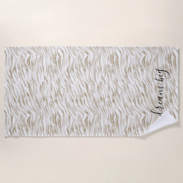 Zen Creme Weißer Kakao Braune Zebra Print Strandtuch