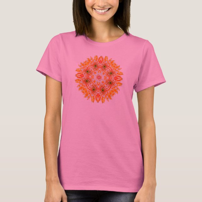 Zen Dahlia Blume Mandala T - Shirt (Vorderseite)