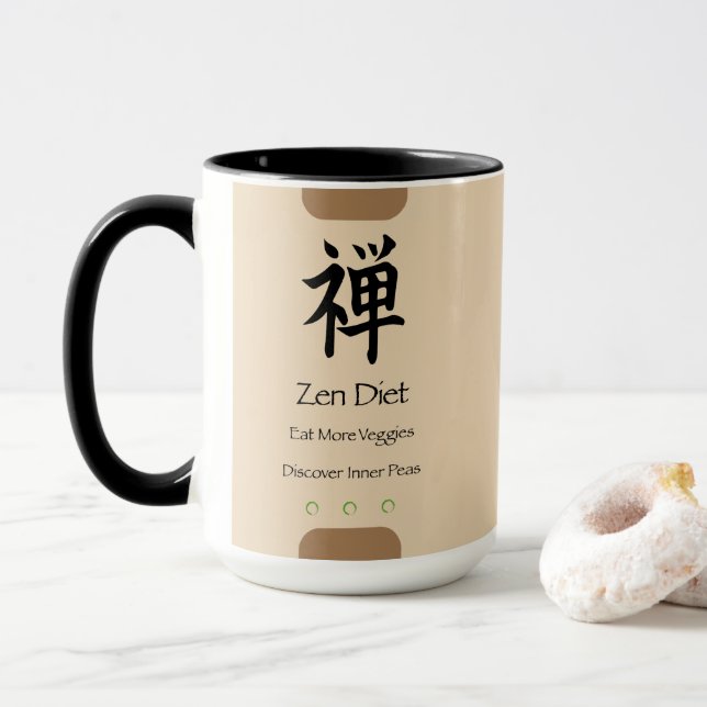 Zen Diät essen Mehr Veggies Tan BG Tasse (Mit Donut)