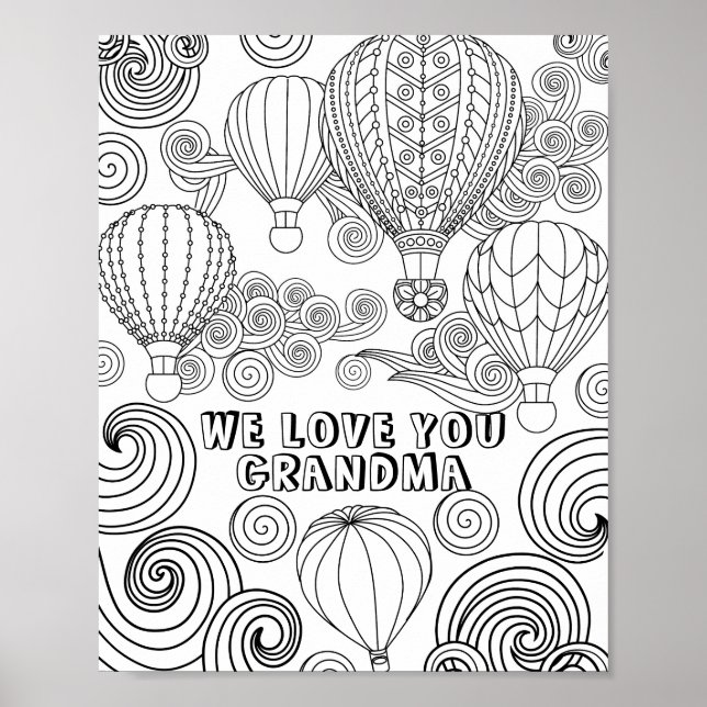 Zen Doodle Art Wirbel Ballons Erwachsene Farben Poster (Vorne)
