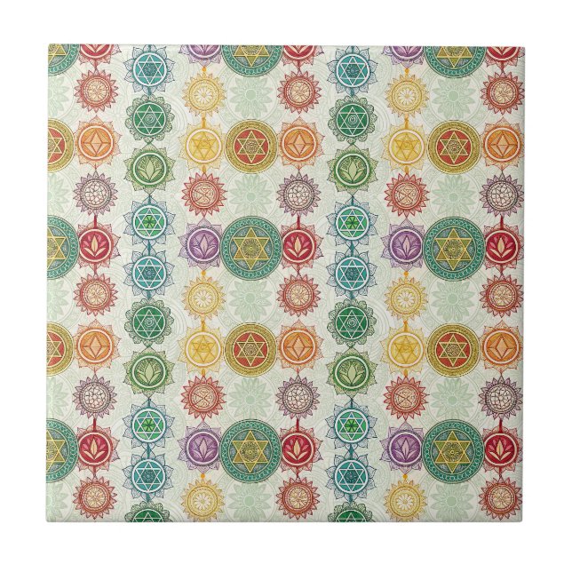 Zen-Energie-Symbol-Mandala-Designmuster-Kunst Fliese (Vorderseite)