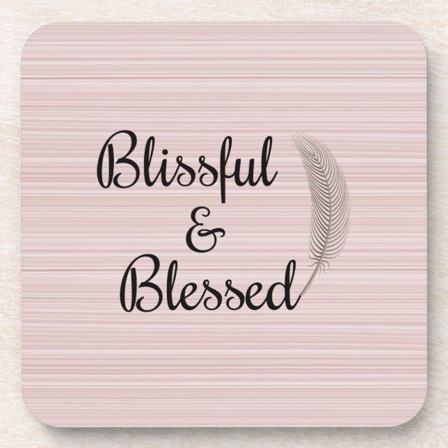 Zen Engelfeder weiße rosa Streifen Untersetzer (Vorderseite)