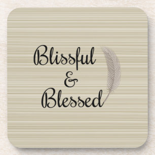 Zen Engelfedern mit beigen Streifen Untersetzer