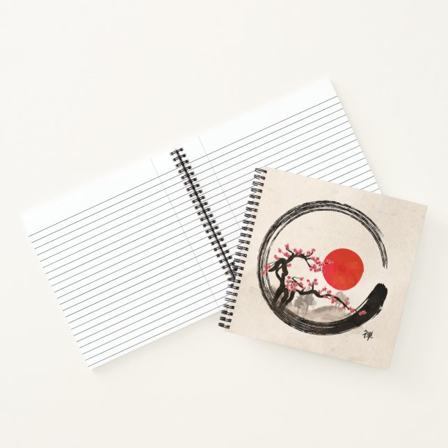 Zen Enso Circle and Sakura Tree Notizbuch (Innenseite)